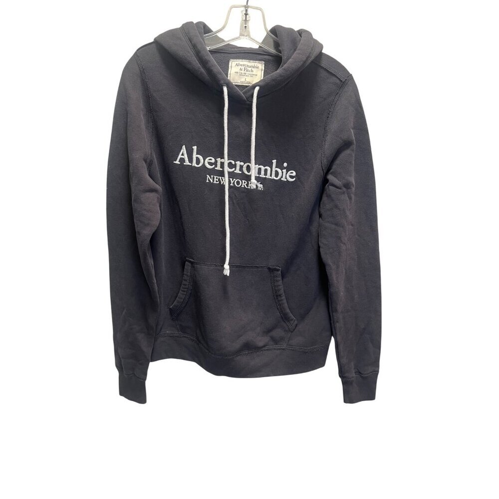 Abercrombie & Fitch Black Hoodie Sweatshirt New York Logo L